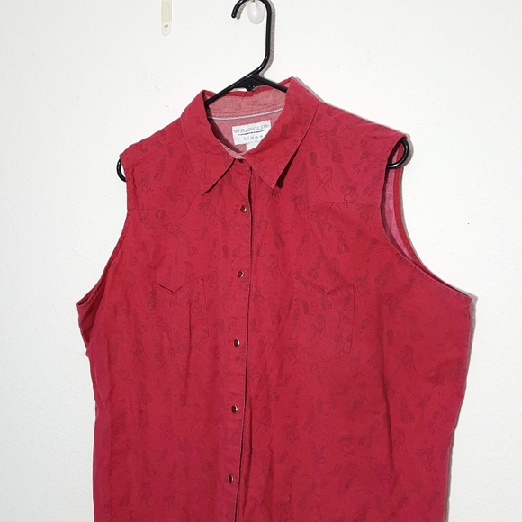 Wrangler Blues | western snap button sleeveless shirt XXL plus size VTG flaw - Picture 4 of 16